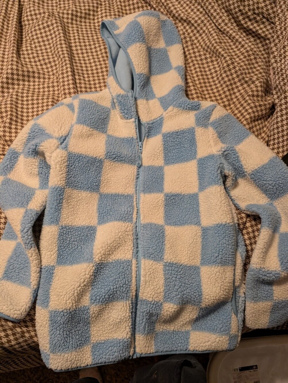 Bass Pro Shops Blue & Cream Checkerboard Sherpa Hoodie